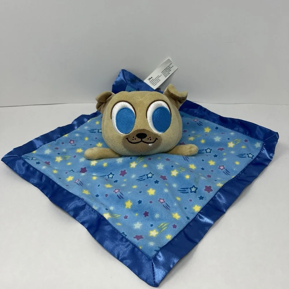 Disney Security Blanket 11in Blue Rolly Puppy Dog Pals Star Satin Lovey